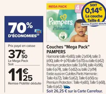 Pampers couches mega pack