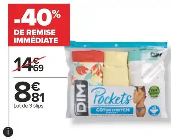 Carrefour Slips pockets coton offre