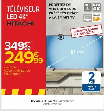 Carrefour Hitachi téléviseur led 4k offre