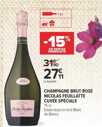 Carrefour Nicolas feuillatte champagne brut rose cuvée spéciale offre