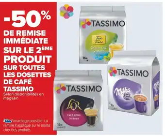 Tassimo -50% de remise immédiate sur le 2Úme produit sur toutes les dosettes de café tassimo