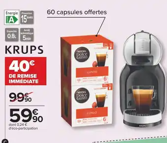 Carrefour Krups machine expresso nescafé dolce gusto offre