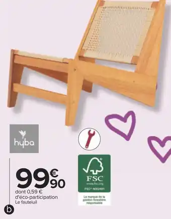 Carrefour Hyba fauteuil bas tana offre