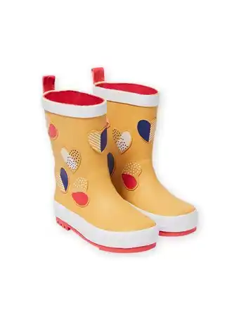 DPAM Bottes de pluie jaunes à motifs cœurs fantaisie enfant fille offre