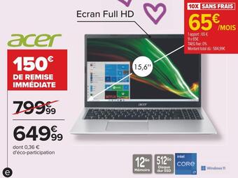 Carrefour Acer ordinateur portable offre