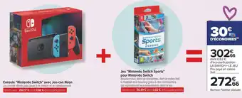 Carrefour Nintendo switch console nintendo switch avec jon-con néon + jeu nintendo switch sports pour nintendo switch offre