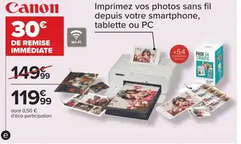Carrefour Canon imprimante photo 10 x 15cm offre