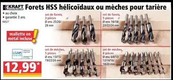 Forets HSS hélicoïdaux ou mèches pour tarière