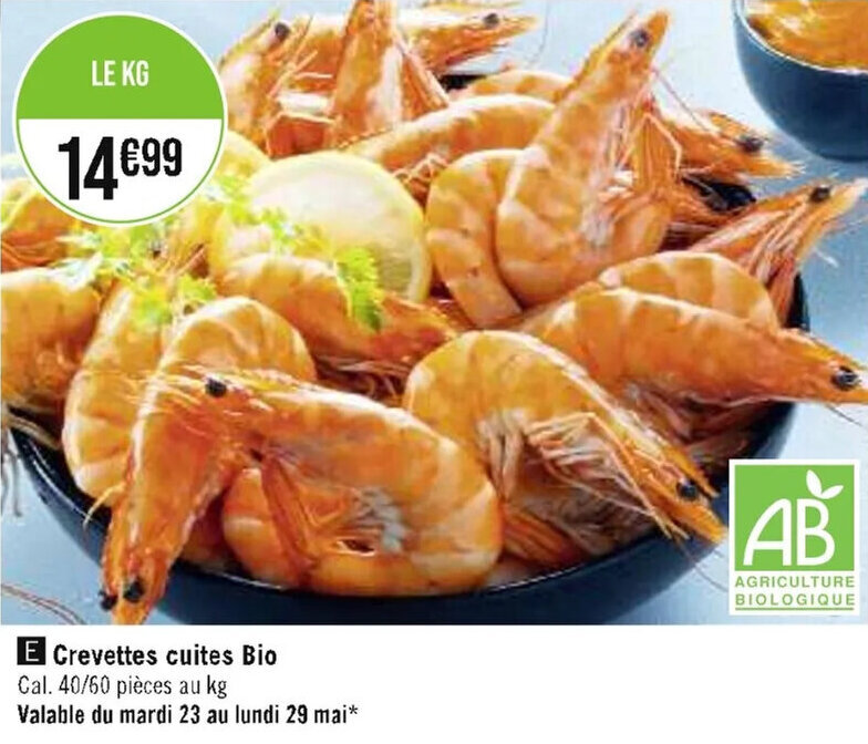 Casino Supermarchés Crevettes cuites Bio offre