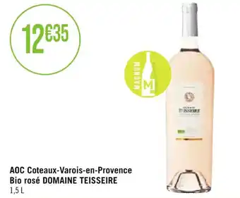Casino Supermarchés AOC Coteaux-Varois-en-Provence Bio rosé DOMAINE TEISSEIRE 1,5 L offre