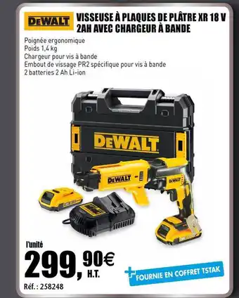Visseuse à Plaques De Plâtre Xr 18 V 2ah Avec Chargeur à Bande Dewalt