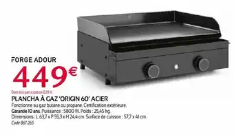 RAGT Jardin & Maison Plancha a gaz origin 60 acier offre