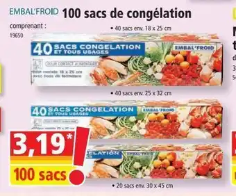 Norma 100 sacs de congelation offre