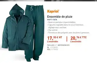 Ensemble De Pluie Vert Rain Kapriol