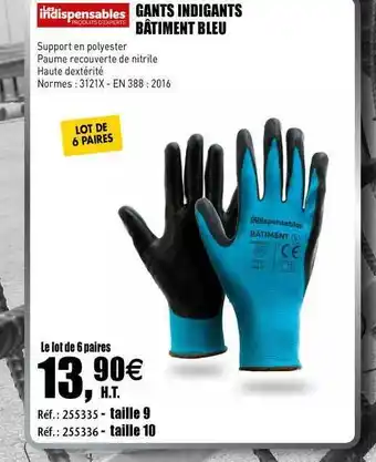 Raboni Gants Indigants Bâtiment Bleu offre