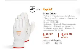 Raboni Gants Driver Kapriol offre