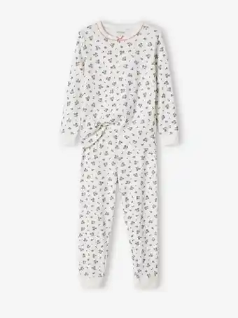 Pyjama fille personnalisable en maille cotelee avec imprime...