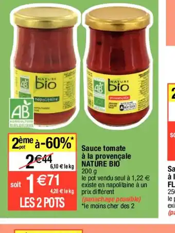 Migros Sauce tomate à la provençale 6,10 € le kg NATURE BIO offre