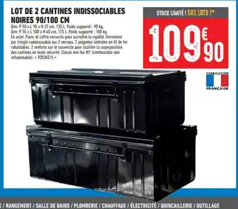 Brico Cash LOT DE 2 CANTINES INDISSOCIABLES NOIRES 90/100 CM offre