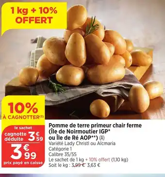 Bi1 Pomme de terre primeur chair ferme (Île de Noirmoutier IGP* offre