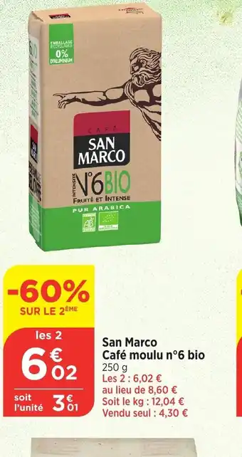 Bi1 San Marco Café moulu n°6 bio offre