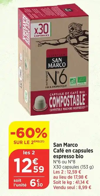 San Marco Café en capsules espresso bio