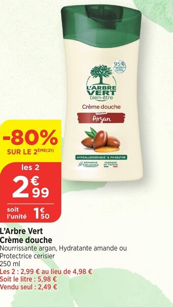 Bi1 L'ARBRE VERT Crème douche offre