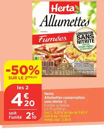 Bi1 Herta Allumettes CONSERVATION SANS NITRITE offre