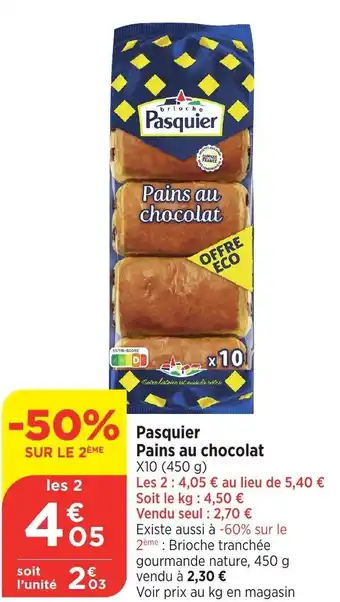 Bi1 Pasquier Pains au chocolat offre
