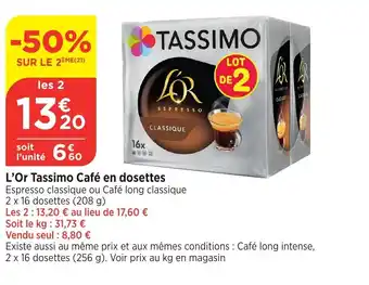 Bi1 L'Or Tassimo Café en dosettes offre