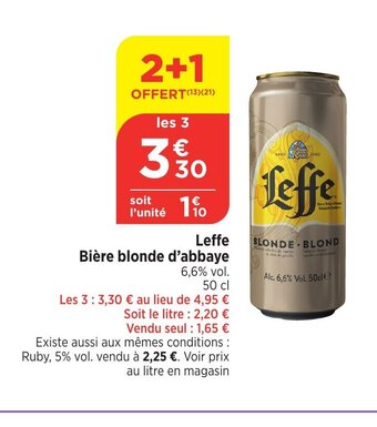 Bi1 Leffe Bière blonde d'abbaye offre