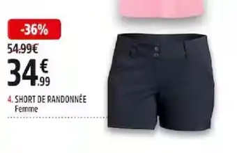 Intersport 4. SHORT DE RANDONNÉE Femme offre