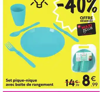 Maxi Bazar Set pique-nique avec boite de rangement offre