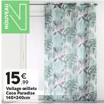Maxi Bazar Voilage œillets Coco Paradise 140x240cm offre