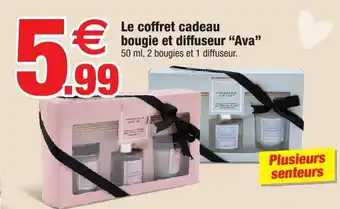 Bazarland Le coffret cadeau bougie et diffuseur "Ava" 50 ml, 2 bougies et 1 diffuseur. offre