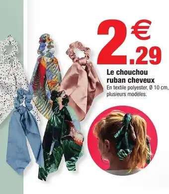 Bazarland Le chouchou ruban cheveux En textile polyester, Ø 10 cm, plusieurs modèles. offre