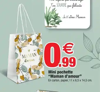 Bazarland Mini pochette "Maman d'amour" En carton, papier, 11 x 6,5 x 14,5 cm. offre