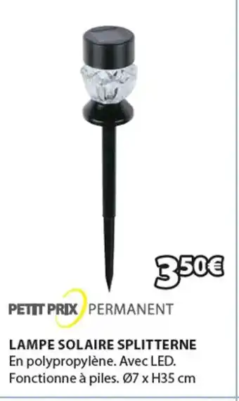 JYSK LAMPE SOLAIRE SPLITTERNE En polypropylène. Avec LED. Fonctionne à piles. Ø7 x H35 cm offre