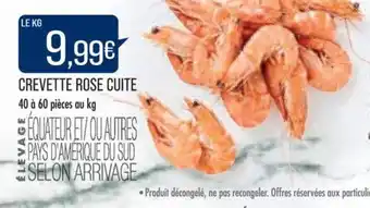 Match CREVETTE ROSE CUITE 40 à 60 pièces au kg offre