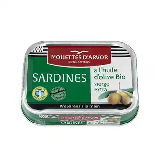 Auchan Sardines à l'huile d'olive bio les mouettes d'arvor offre