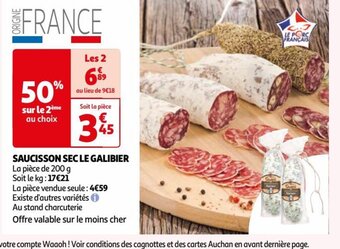 Auchan SAUCISSON SEC LE GALIBIER offre