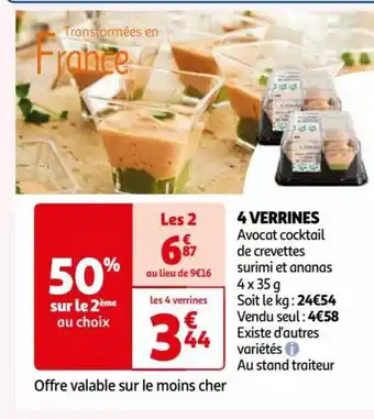 Auchan 4 VERRINES Avocat cocktail de crevettes surimi et ananas 4x35g offre
