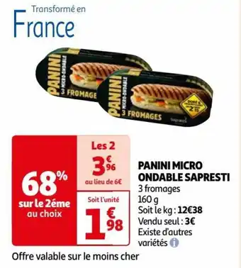 Auchan PANINI MICRO ONDABLE SAPRESTI offre