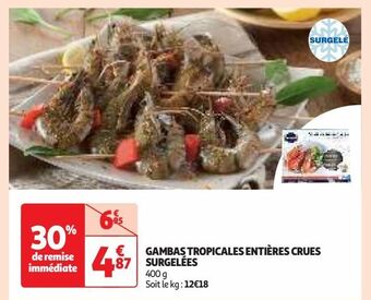 Auchan Supermarché Gambas tropicales entières crues surgelées offre