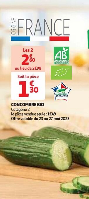 Auchan Supermarché Concombre bio offre