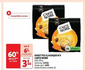 Auchan Supermarché Dosettes classique n°5 carte noire offre