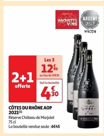 Auchan Supermarché Côtes du rhône aop 2021 offre