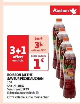 Auchan Supermarché Boisson au thé saveur pêche auchan offre