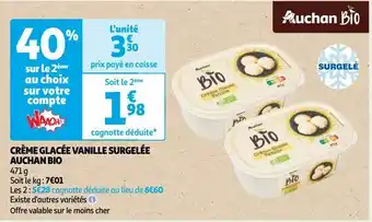 Crème glacée vanille surgelée auchan bio