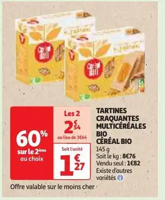 Auchan Supermarché Tartines craquantes multicéréales bio céréal bio offre